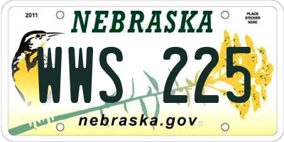 NE license plate WWS225