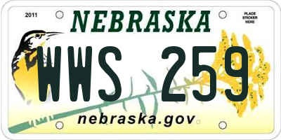 NE license plate WWS259