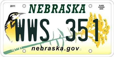 NE license plate WWS351