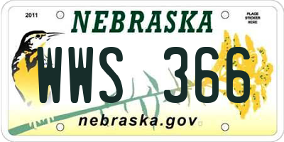 NE license plate WWS366