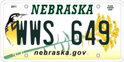 NE license plate WWS649