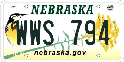 NE license plate WWS794