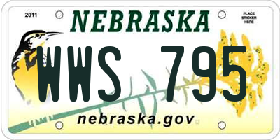NE license plate WWS795