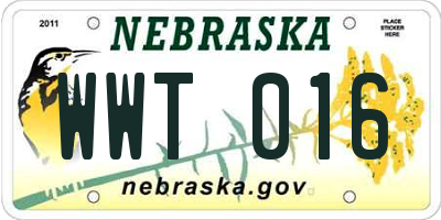 NE license plate WWT016