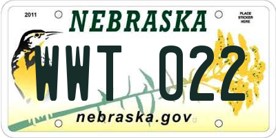 NE license plate WWT022
