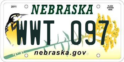 NE license plate WWT097