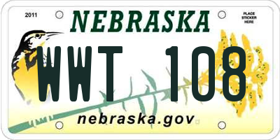 NE license plate WWT108