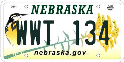 NE license plate WWT134