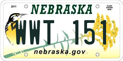 NE license plate WWT151
