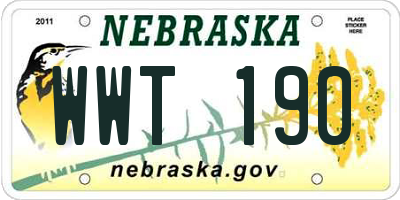 NE license plate WWT190