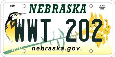 NE license plate WWT202