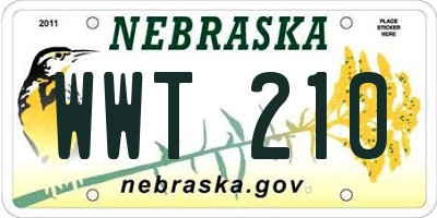 NE license plate WWT210