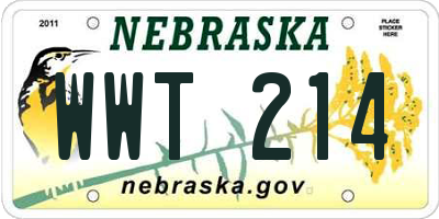 NE license plate WWT214