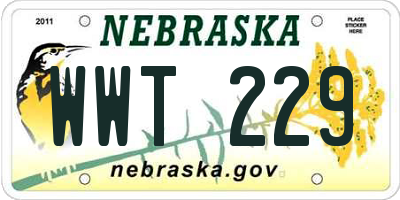 NE license plate WWT229