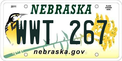 NE license plate WWT267