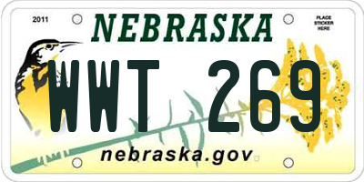 NE license plate WWT269