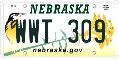 NE license plate WWT309