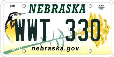 NE license plate WWT330