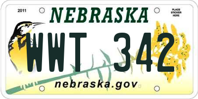 NE license plate WWT342