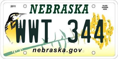NE license plate WWT344