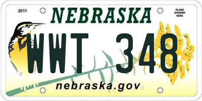 NE license plate WWT348