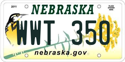 NE license plate WWT350