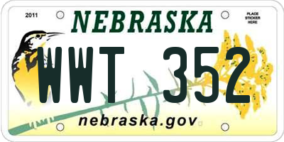NE license plate WWT352