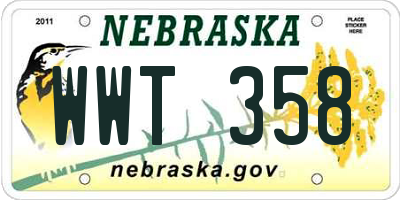 NE license plate WWT358