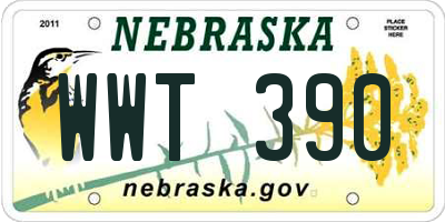 NE license plate WWT390