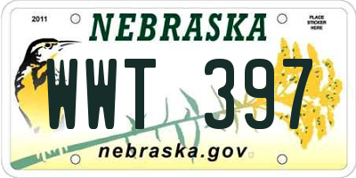 NE license plate WWT397