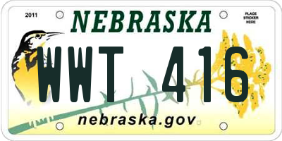 NE license plate WWT416
