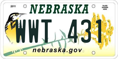 NE license plate WWT431