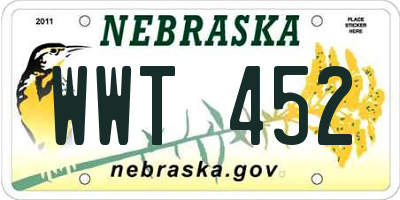 NE license plate WWT452