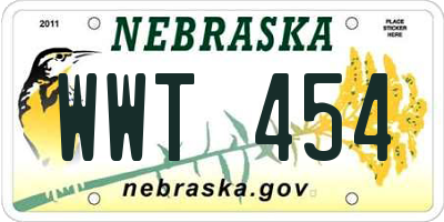 NE license plate WWT454