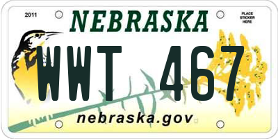 NE license plate WWT467