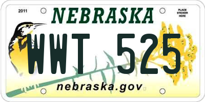 NE license plate WWT525