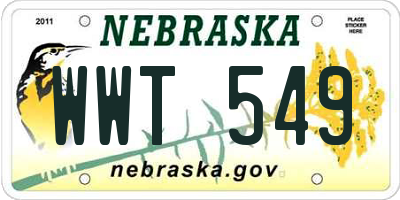 NE license plate WWT549