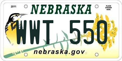 NE license plate WWT550