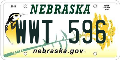 NE license plate WWT596