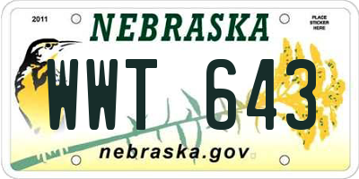 NE license plate WWT643