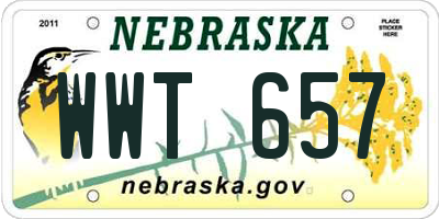 NE license plate WWT657