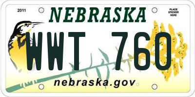NE license plate WWT760