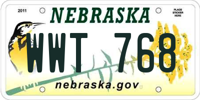 NE license plate WWT768