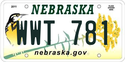 NE license plate WWT781