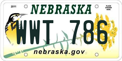 NE license plate WWT786