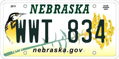 NE license plate WWT834
