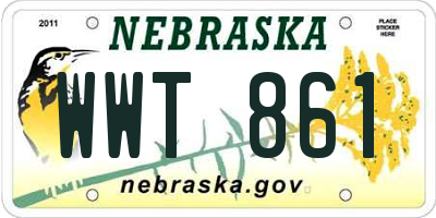 NE license plate WWT861