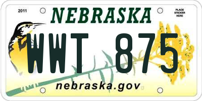 NE license plate WWT875