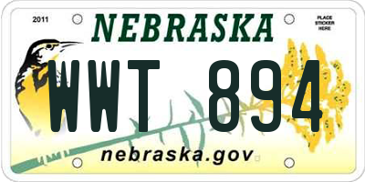 NE license plate WWT894