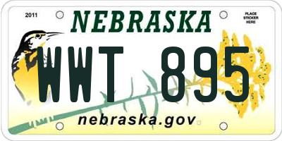 NE license plate WWT895